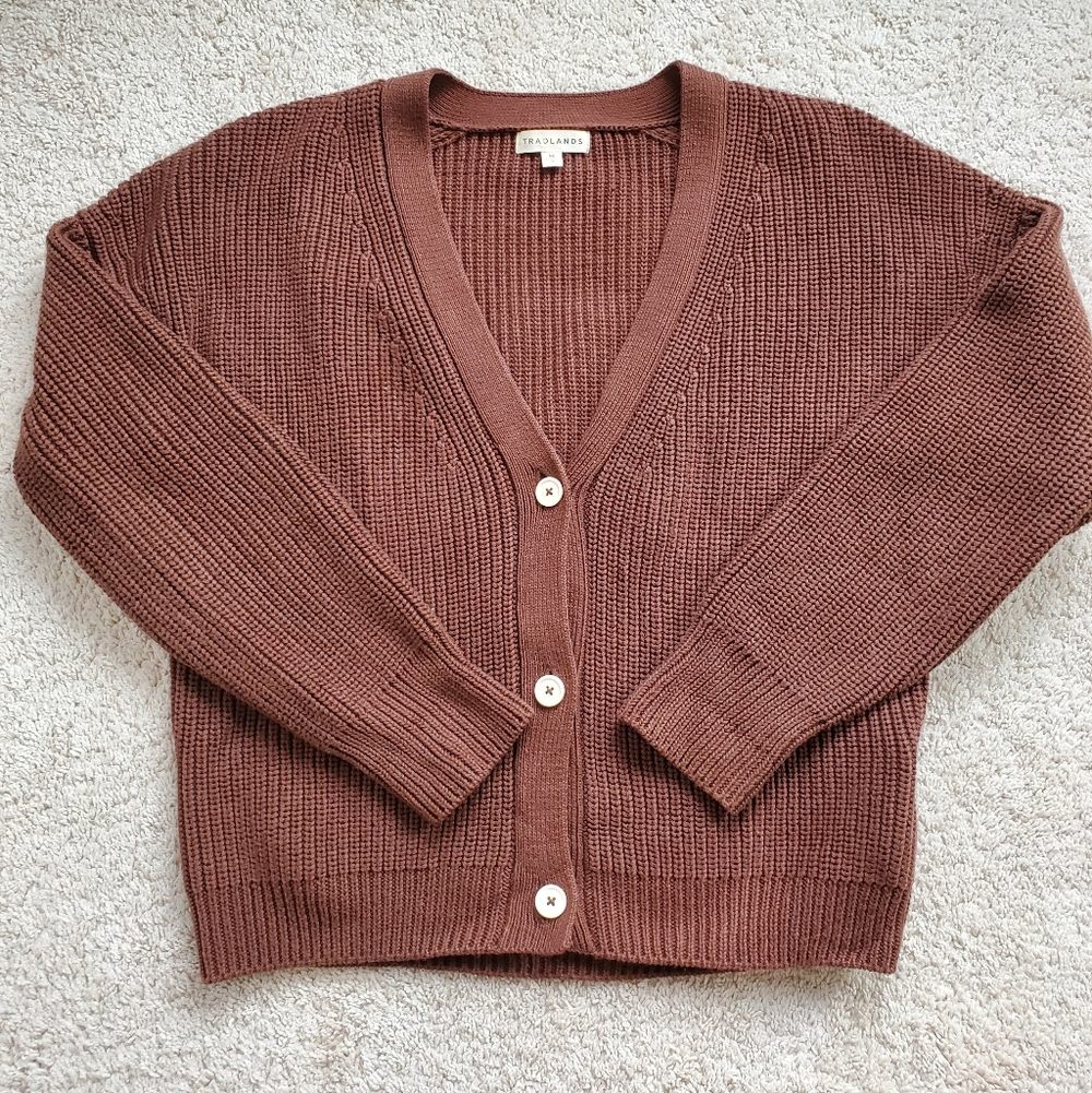 Tradlands Shelter Cotton Cardigan In Earth
